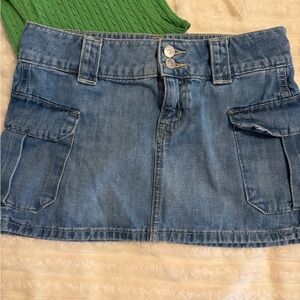 H&M Denim Cargo Mini Skirt With Pockets in Light Blue
